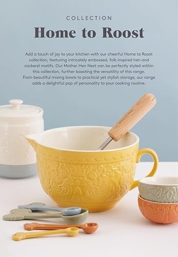 4L Mixing Bowl Earthenware Hen & Cockerel Design Kitchen Bakeware