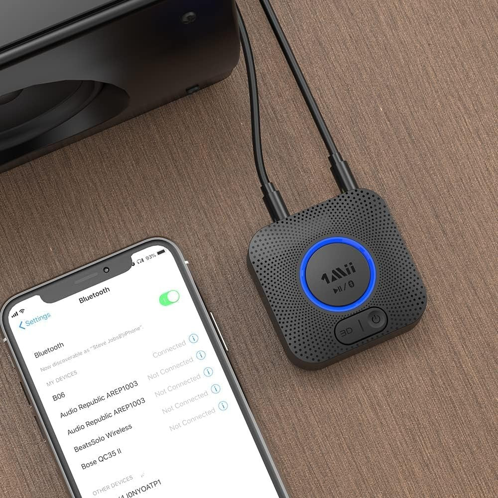 1Mii B06 Bluetooth 5.3 Receiver aptX HD Long Range Audio Adapter RCA AUX