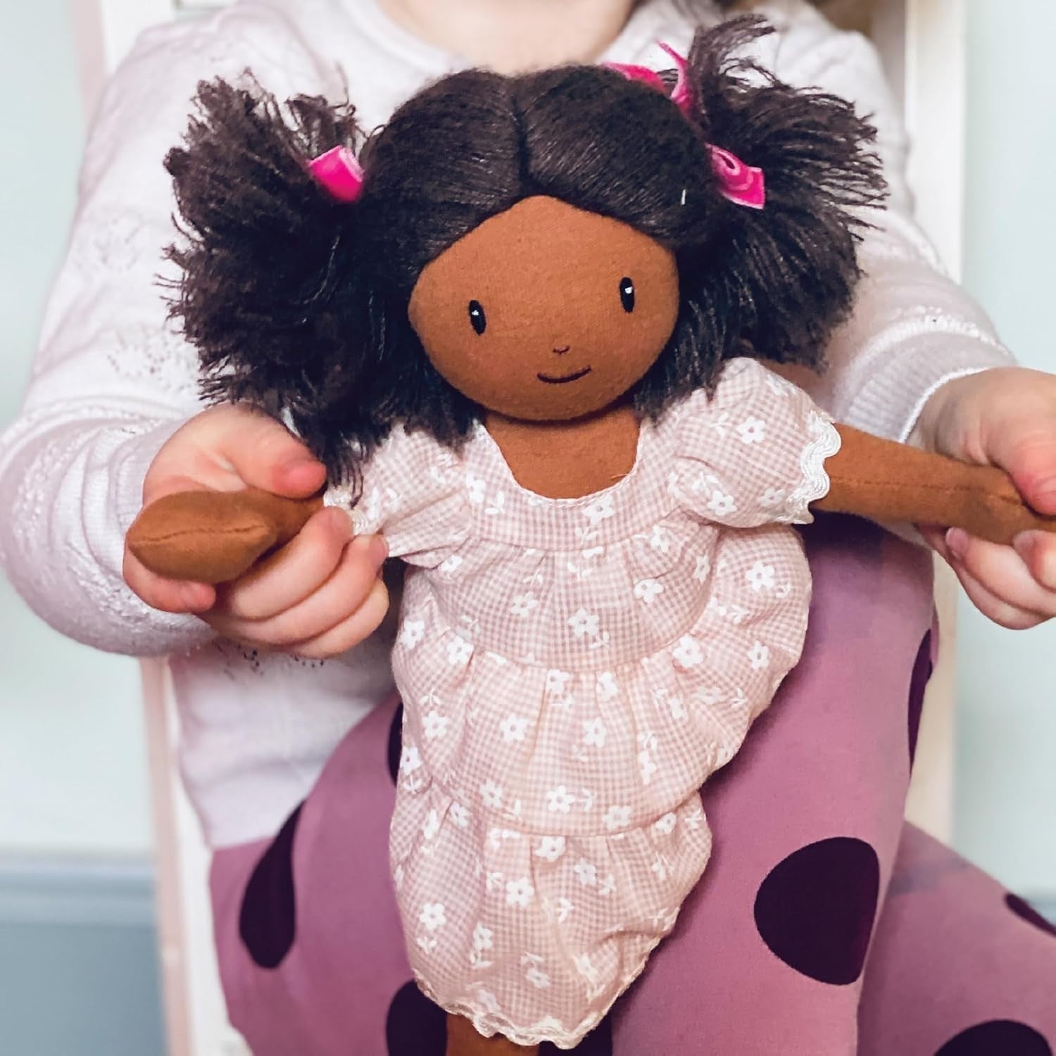 Soft Rag Doll Pink Dress Cuddly Heirloom Plush Toy Gift