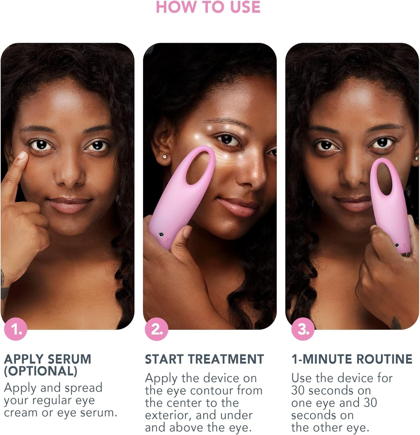T-Sonic Eye Massager Lymphatic Drainage Dark Circles Pink