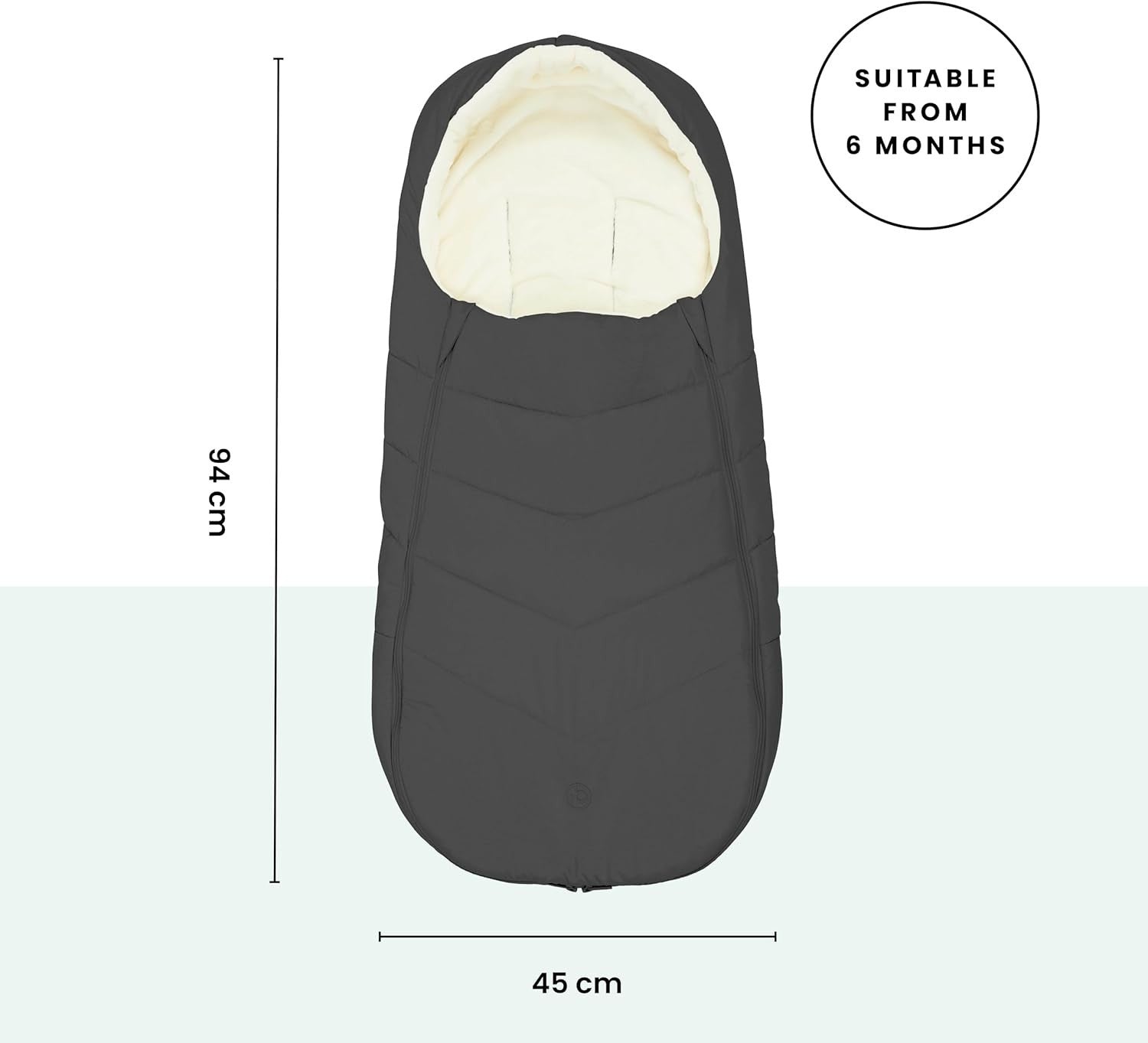 Universal Pram Footmuff Faux Fur Lined Showerproof Cosy Toes Grey