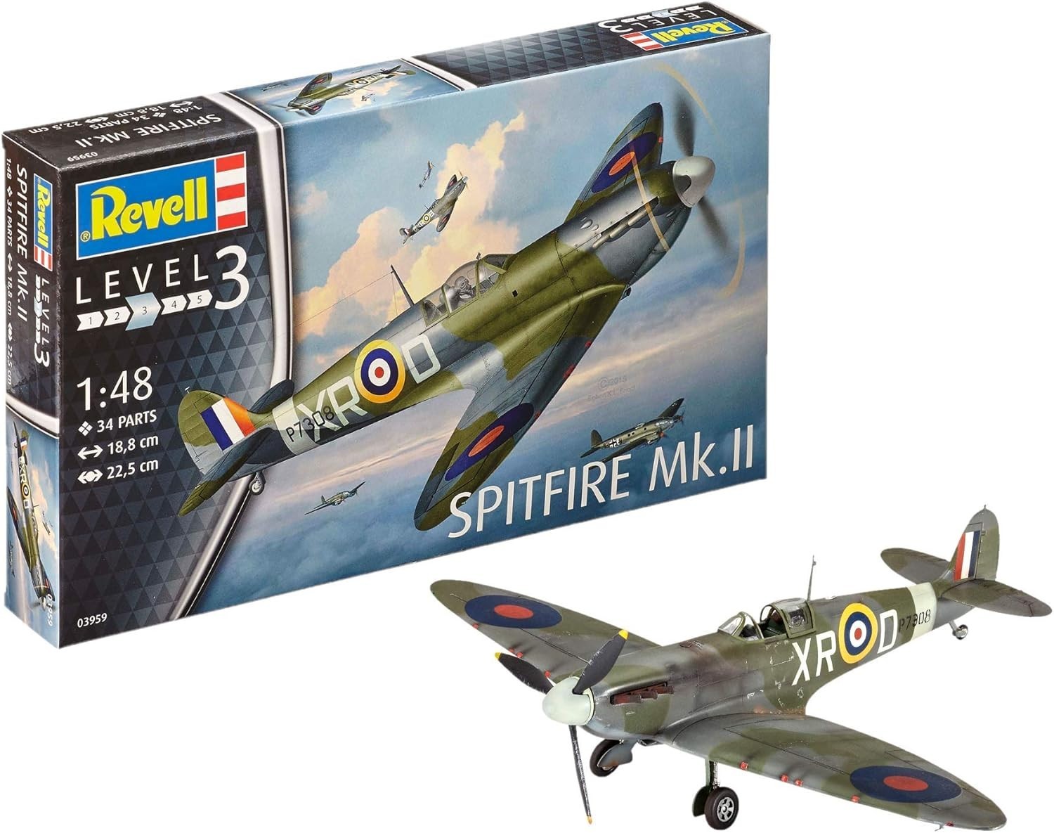 1:48 Spitfire Mk.II Fighter Model Kit WWII Aircraft Plane Build Set Toy