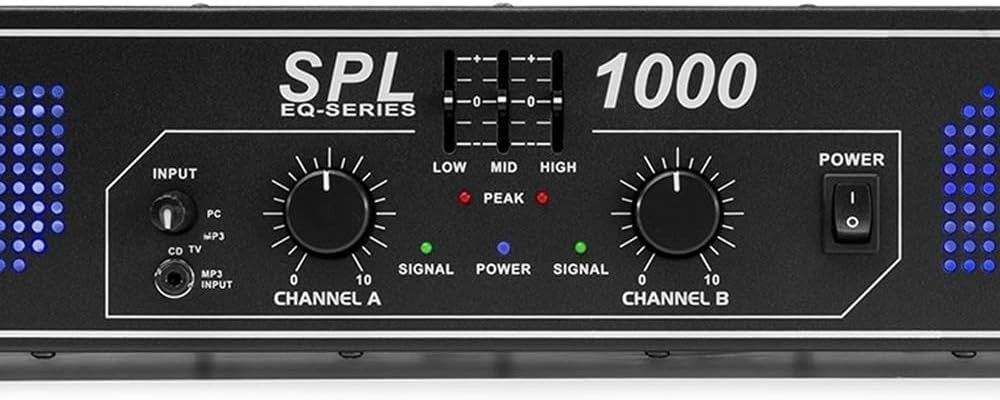 1000W PA Power Amplifier Class D 2-Channel Stereo DJ Stage Audio