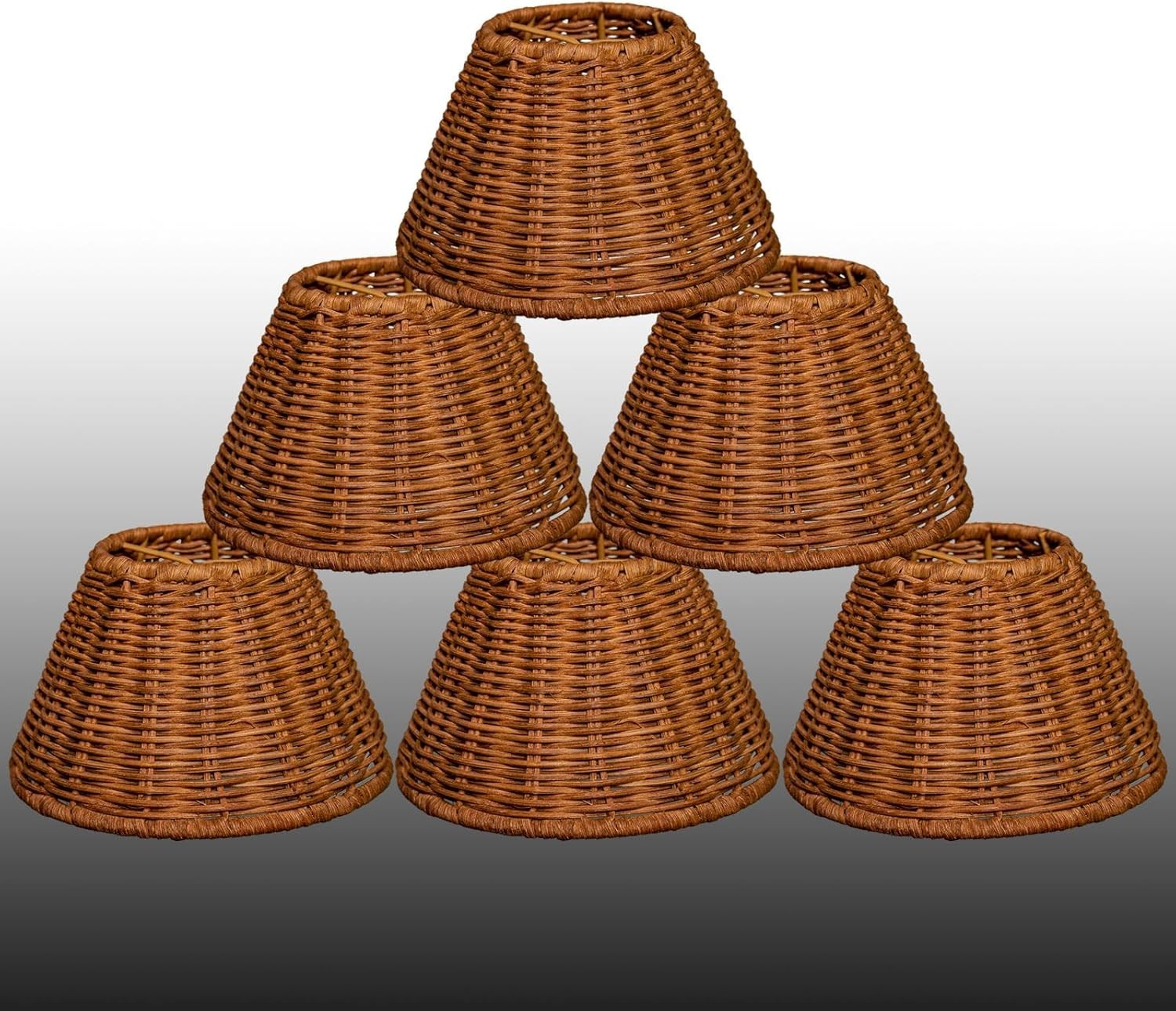 Rattan Clip On Lamp Shades Set of 6 Small Wicker Chandelier Wall Shades