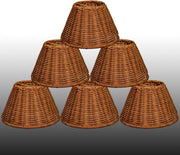 Rattan Clip On Lamp Shades Set of 6 Small Wicker Chandelier Wall Shades