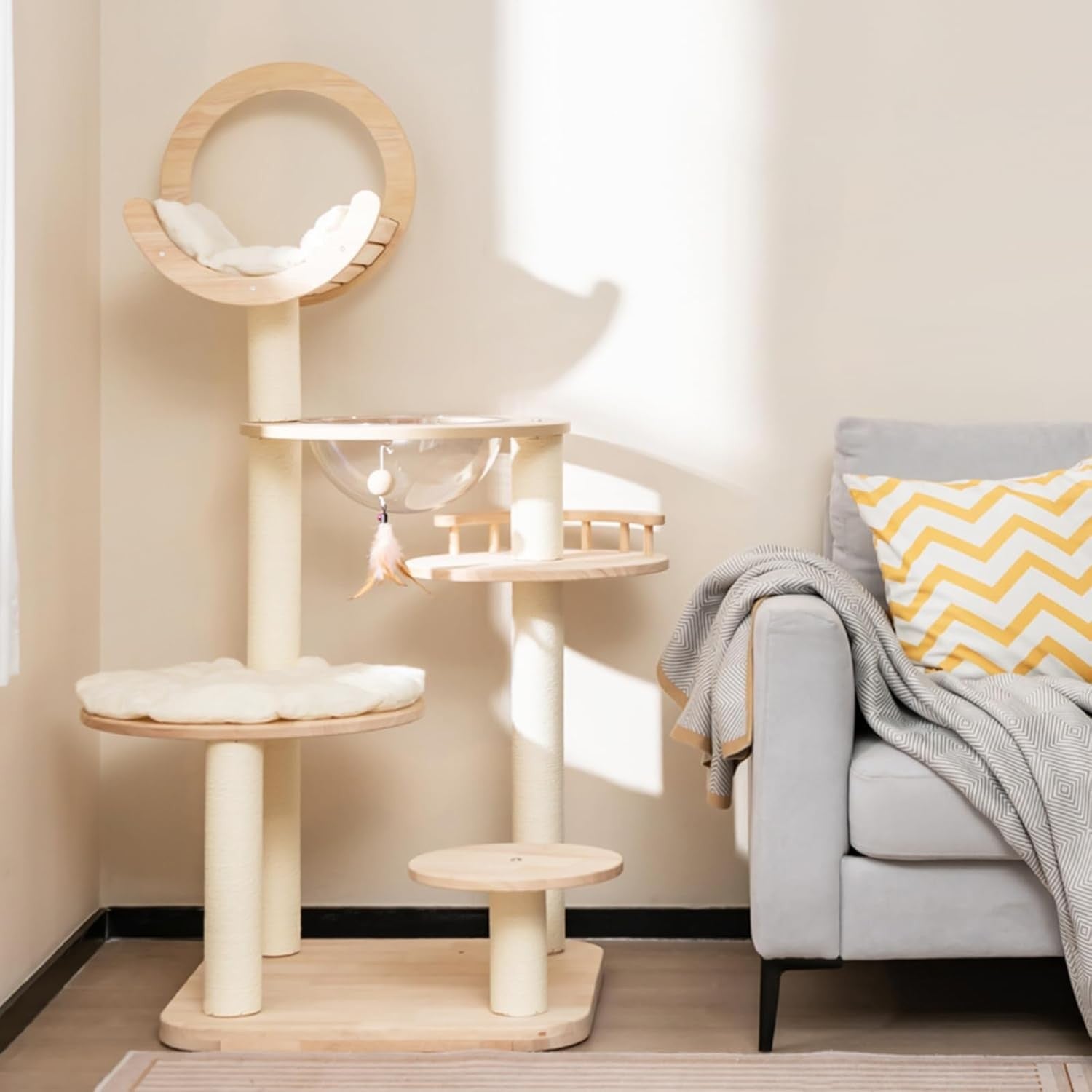 Wooden Cat Tree Activity Centre Multi Level Tower Bed Condo Scratching Posts