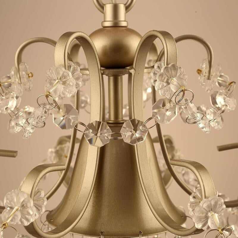 Mini Gold Crystal Chandelier Light K9 Pendant Ceiling Fixture for Hallway