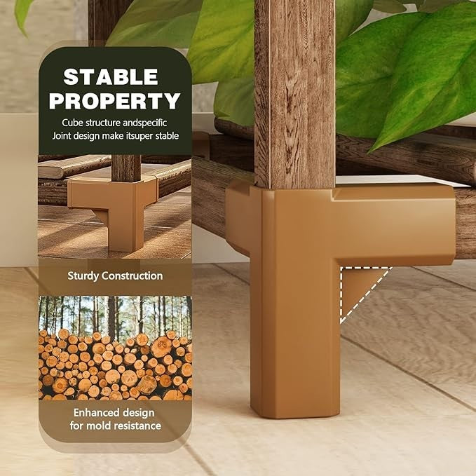 62" Tall Wooden Plant Stand Indoor Outdoor Flower Shelf Corner Rack