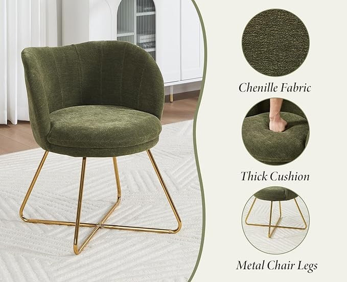 Chenille Accent Armchair Upholstered Barrel Tub Chair Green