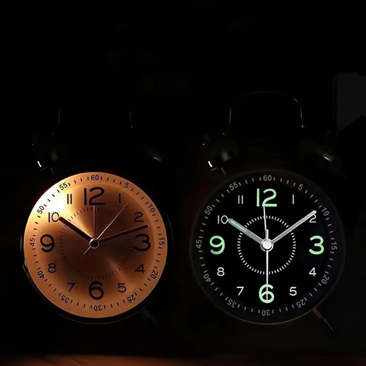 Twin Bell Alarm Clock Loud Silent Non Ticking Metal Retro Heavy Sleepers