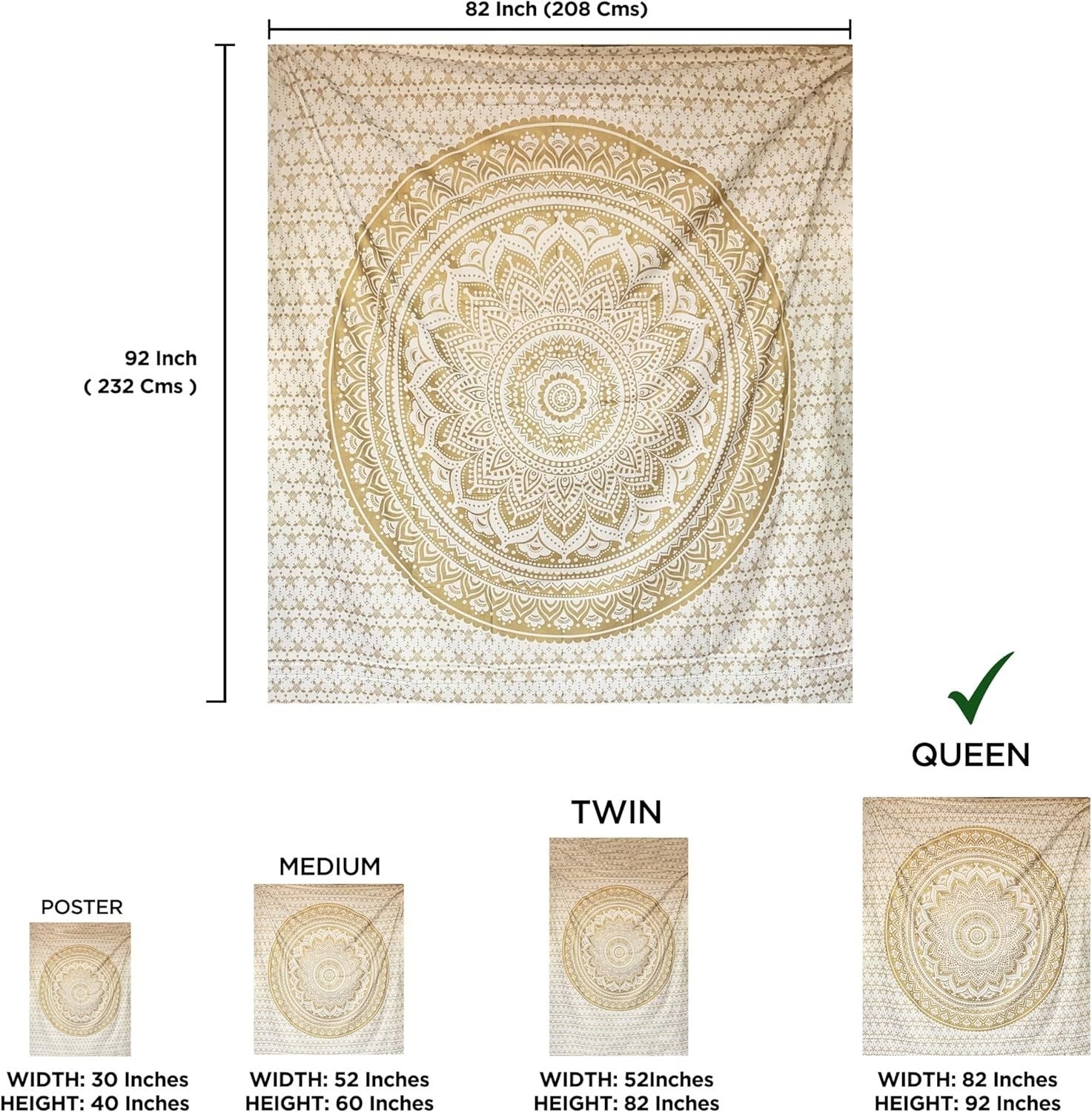 Boho Mandala Cotton Tapestry 220x230cm Wall Hanging Decor