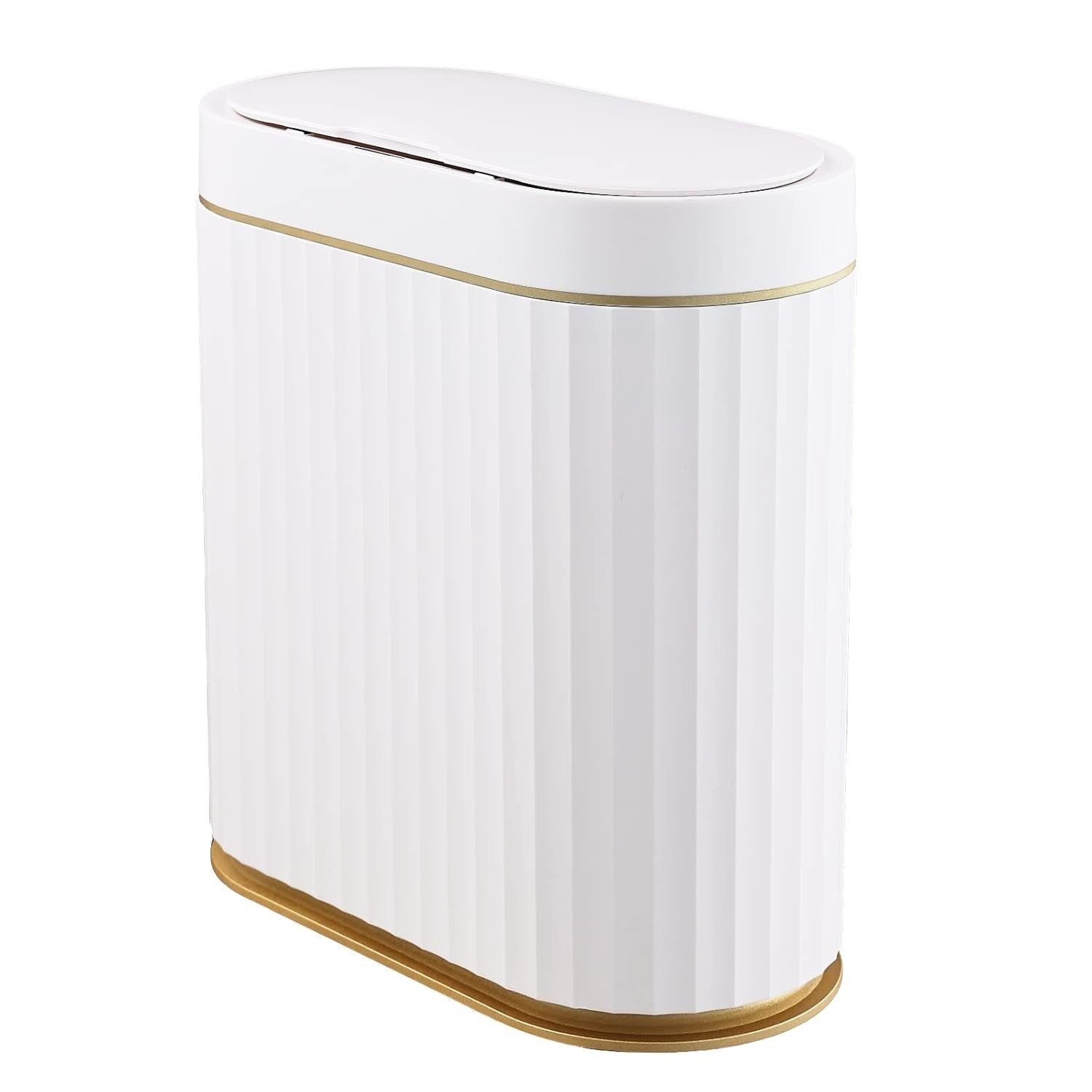 2.5 Gallon Touchless Bathroom Bin Motion Sensor White Gold