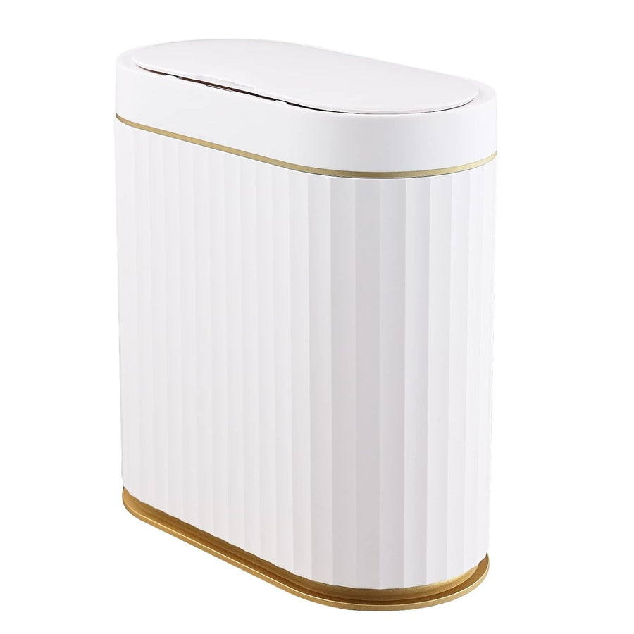 2.5 Gallon Touchless Bathroom Bin Motion Sensor White Gold
