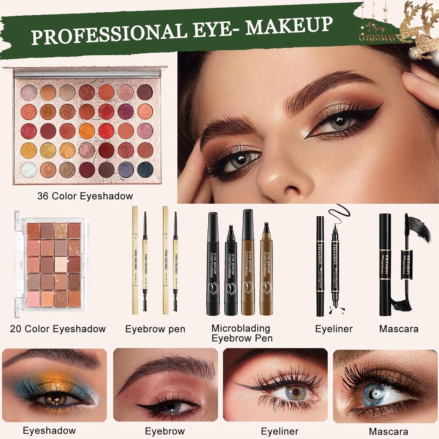 Professional Makeup Kit Set Full Face Palette Lashes Brushes Bag