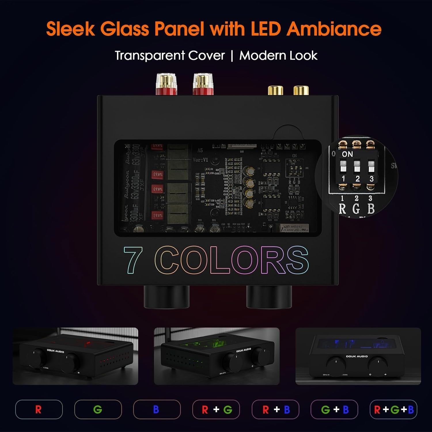 300W Mini Stereo Amplifier Class D TPA3255 High-Pass Filter LED Panel