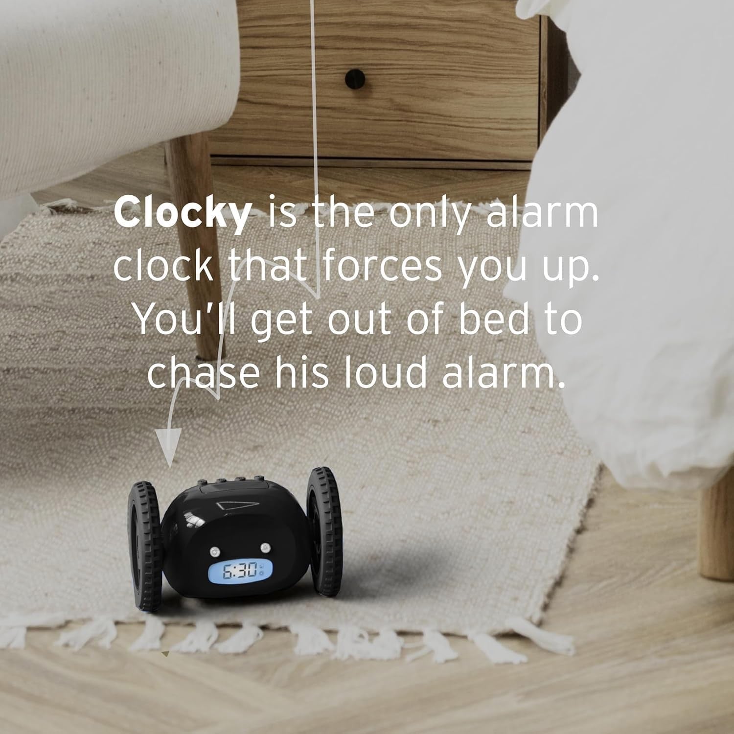 Runaway Alarm Clock on Wheels Extra Loud Heavy Sleeper Moving Clock