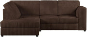 Chocolate Jumbo Cord LHF Corner Sofa 4-Seater Memory Foam Space Saver