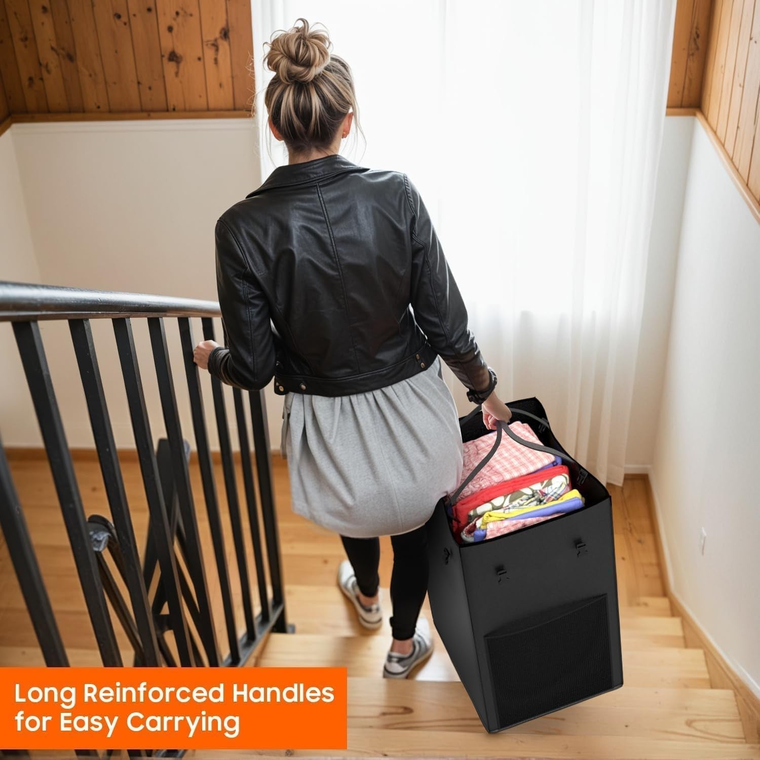 150L Rolling Laundry Hamper with Wheels Large Tall Clothes Basket Black