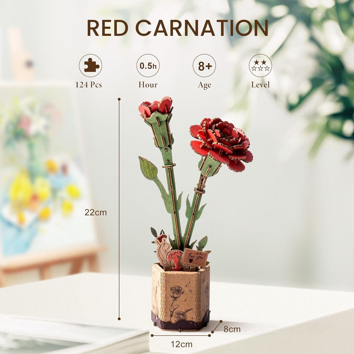 3D Wooden Flower Puzzle DIY Kit - Artificial Floral Model for Home Decor
