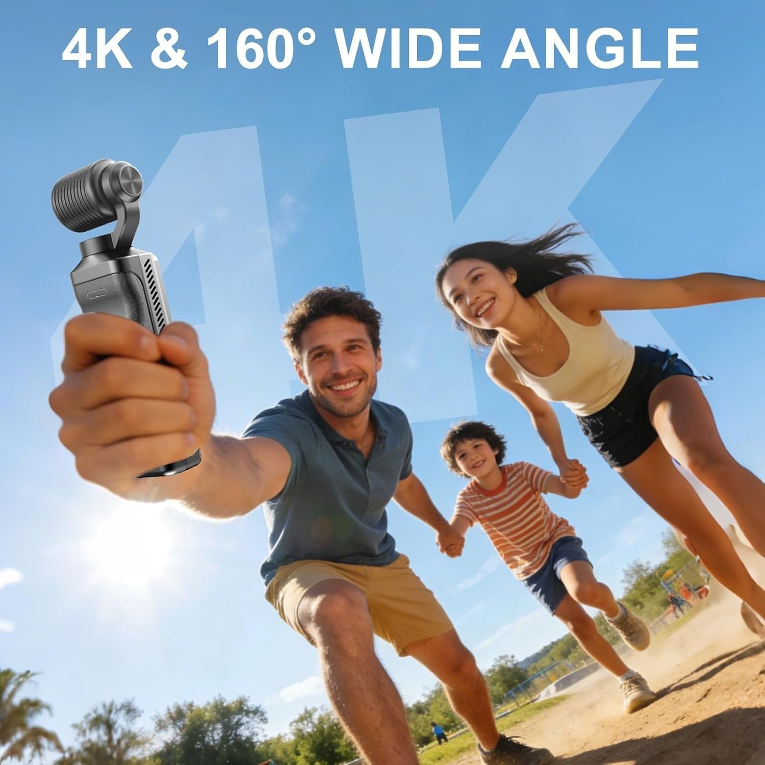 4K WiFi Action Camera Rotating Lens Vlog Body Cam w/64GB Card
