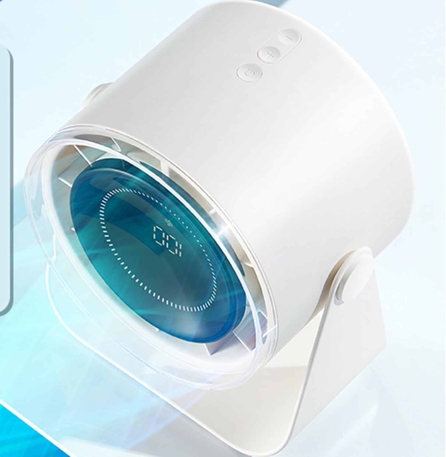 White USB Rechargeable Desk Fan – Quiet Cooling 3600mAh Battery Portable Airflow
