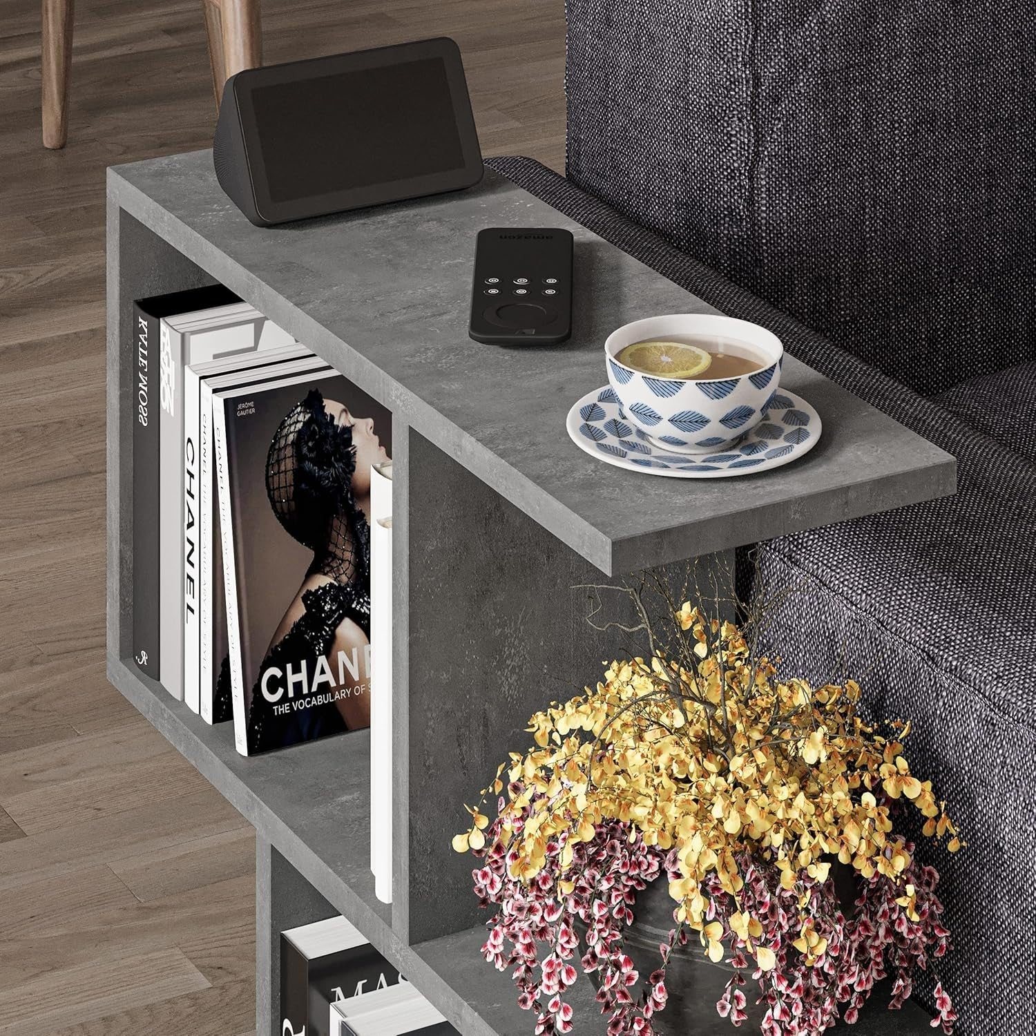 Retro Grey 2-Tier Storage Side Table – Space-Saving, Stylish Organizer