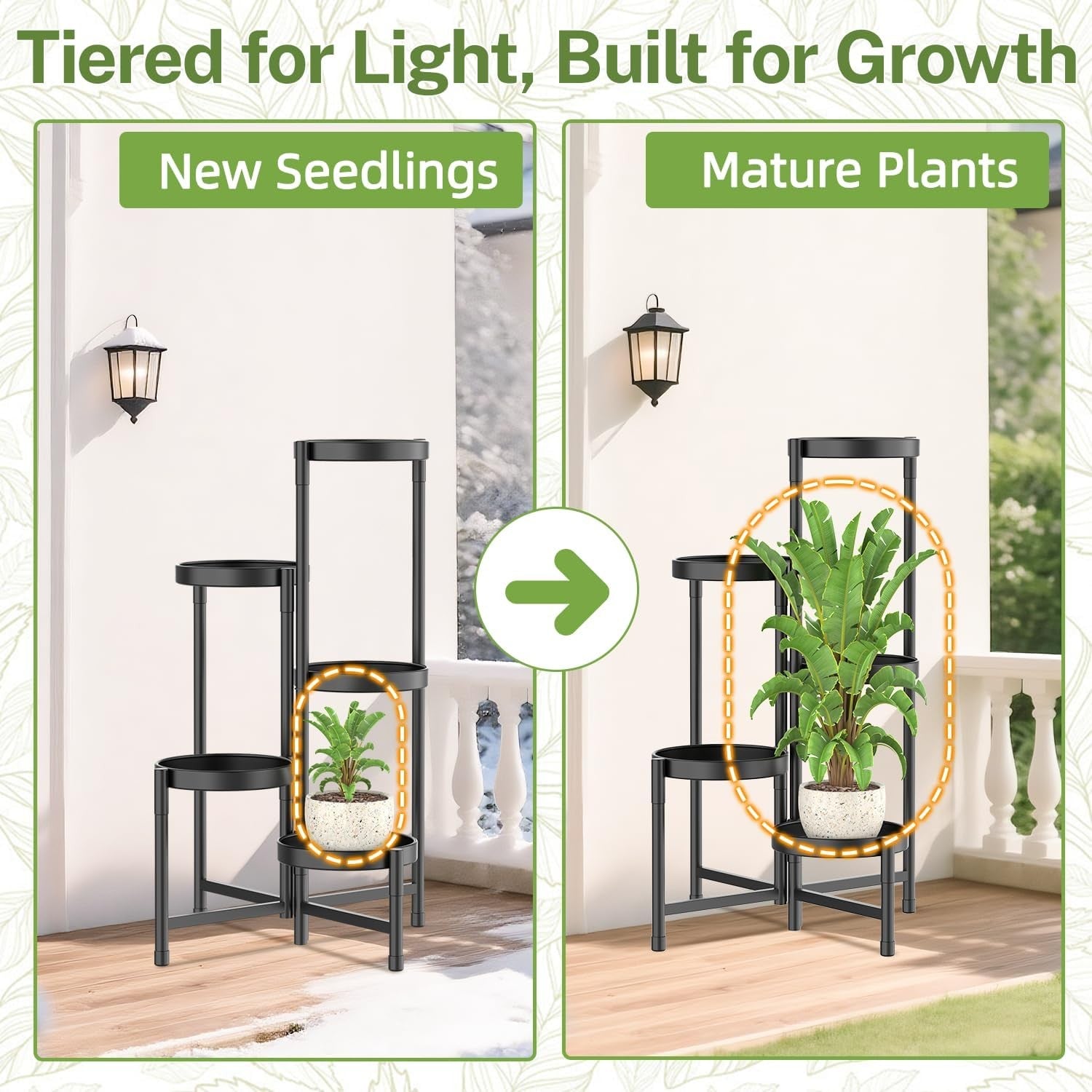 5 Tier Tall Metal Plant Stand Indoor Outdoor Foldable Corner Flower Shelf