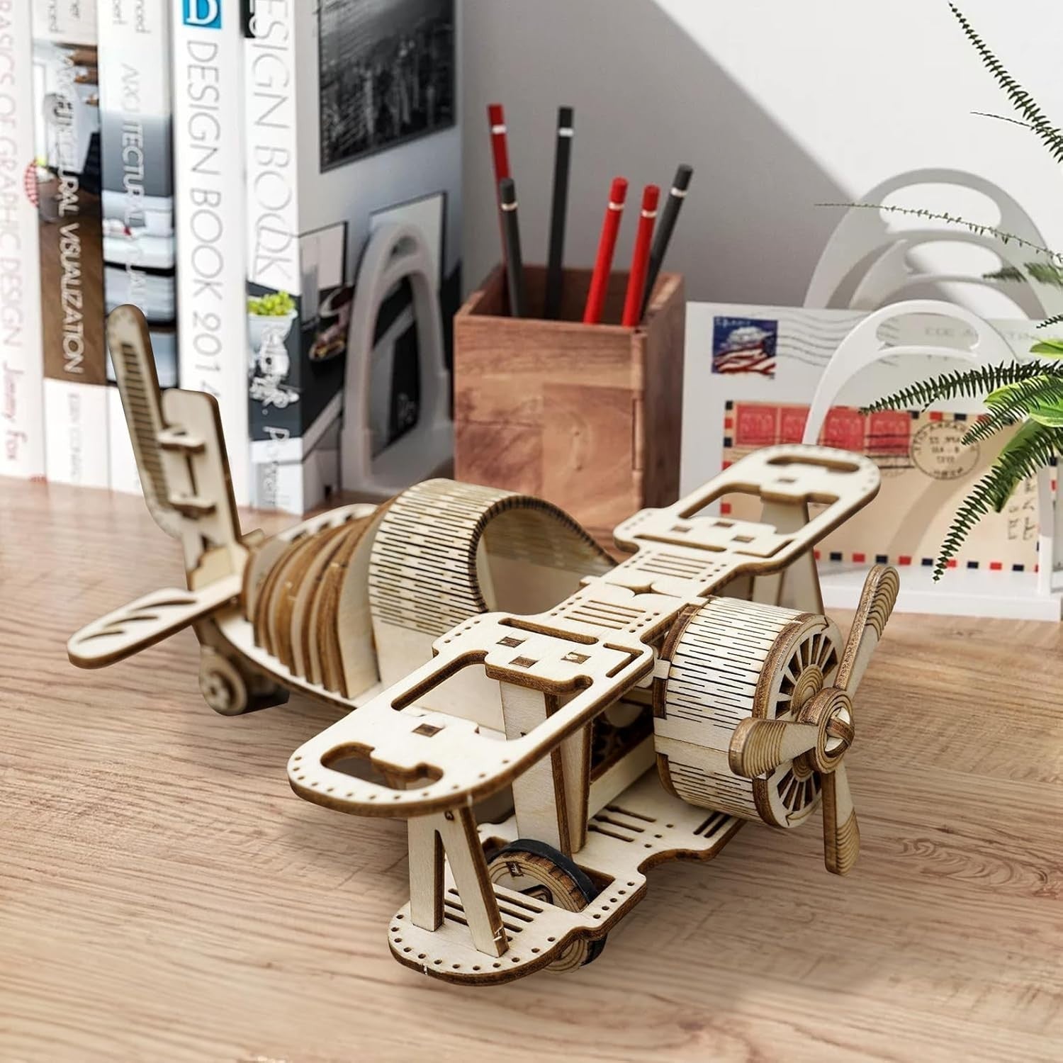 3D Wooden Fighter Plane Puzzle DIY Model Kit for Adults, Easy Build, Gift