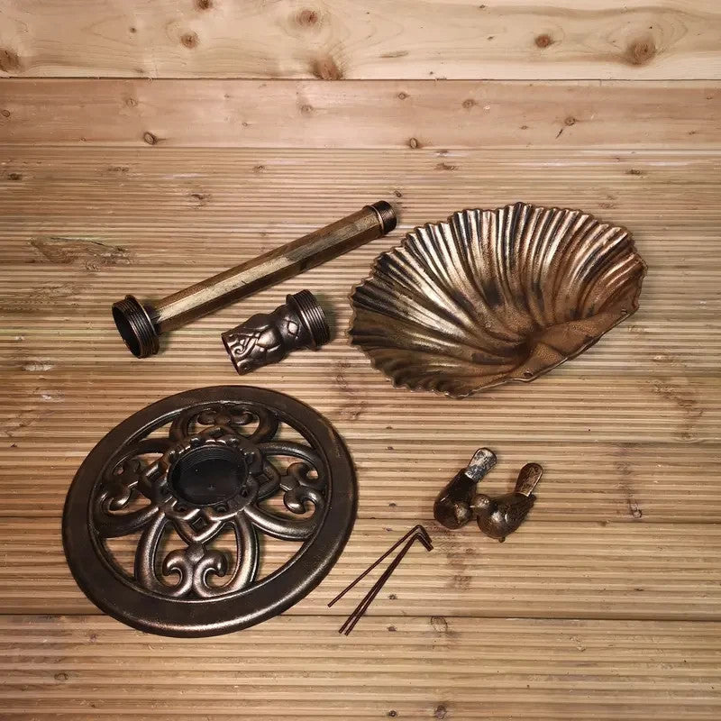 Bronze Garden Bird Bath Feeder Ornament w/ Sculptures – 81cm Tall Outdoor