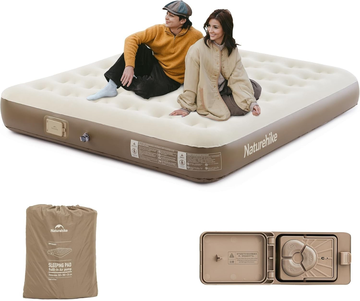 Double Inflatable Air Mattress with Built-In Rechargeable Pump – Camping & Guest