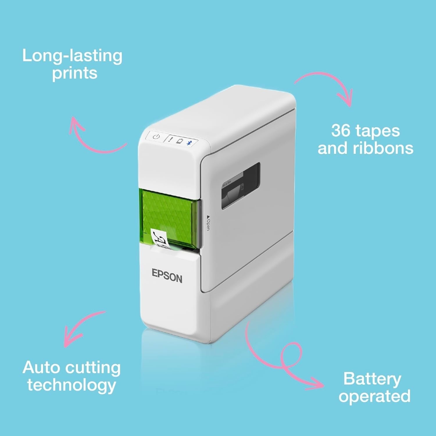 White Portable Bluetooth Label Printer 18mm Tapes Home Office