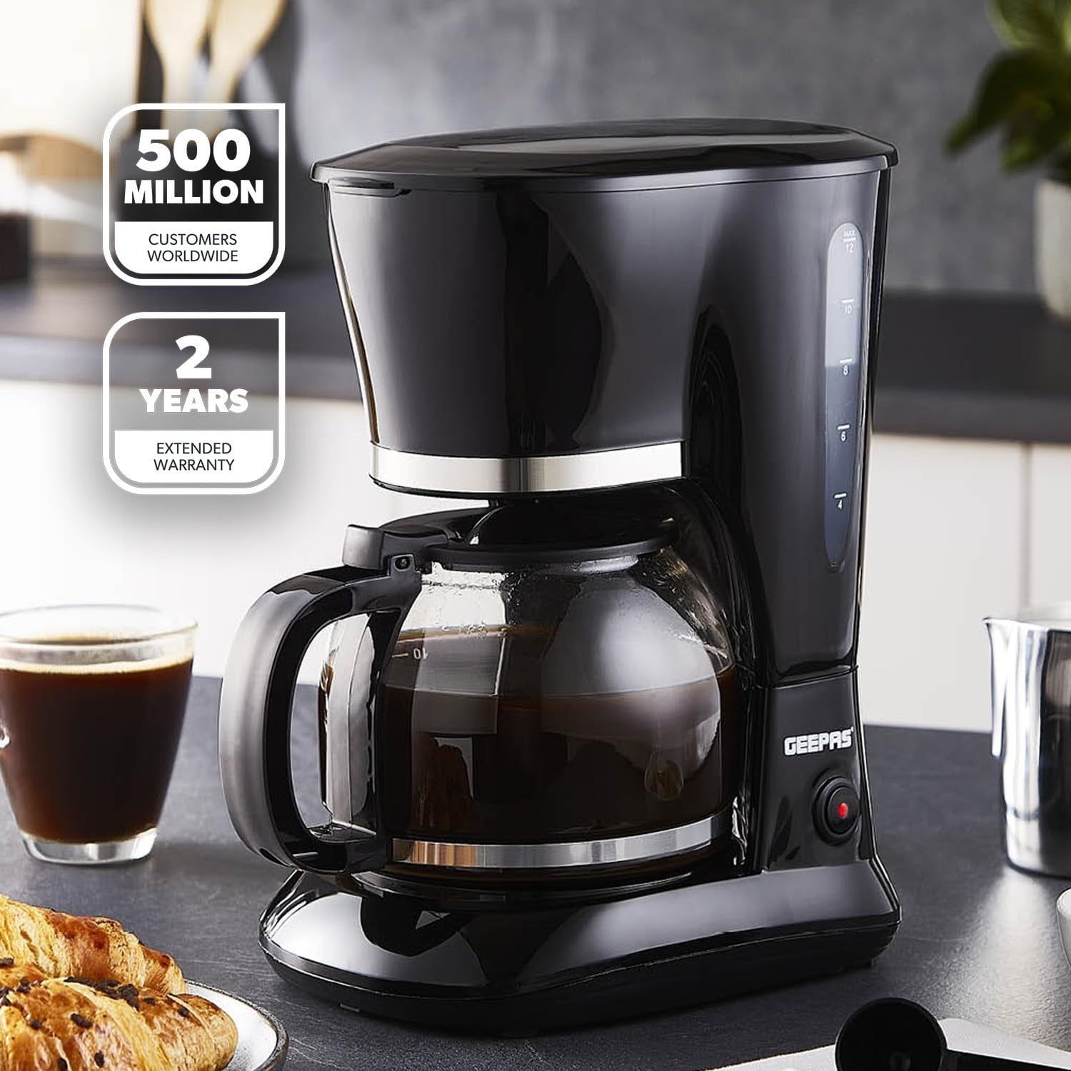 Coffee Maker Kettle Toaster Set | 1.5L Brew | 1.7L Jug | 4 Slice | Black