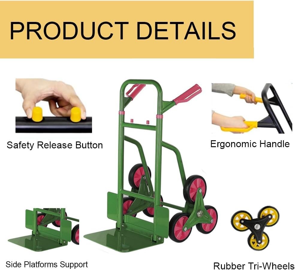 660lb Stair Climbing Dolly Cart Folding 6 Wheel Hand Trolley Green