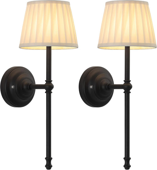 Cordless LED Wall Lights Set of 2 with Remote, Dimmable, Rechargeable