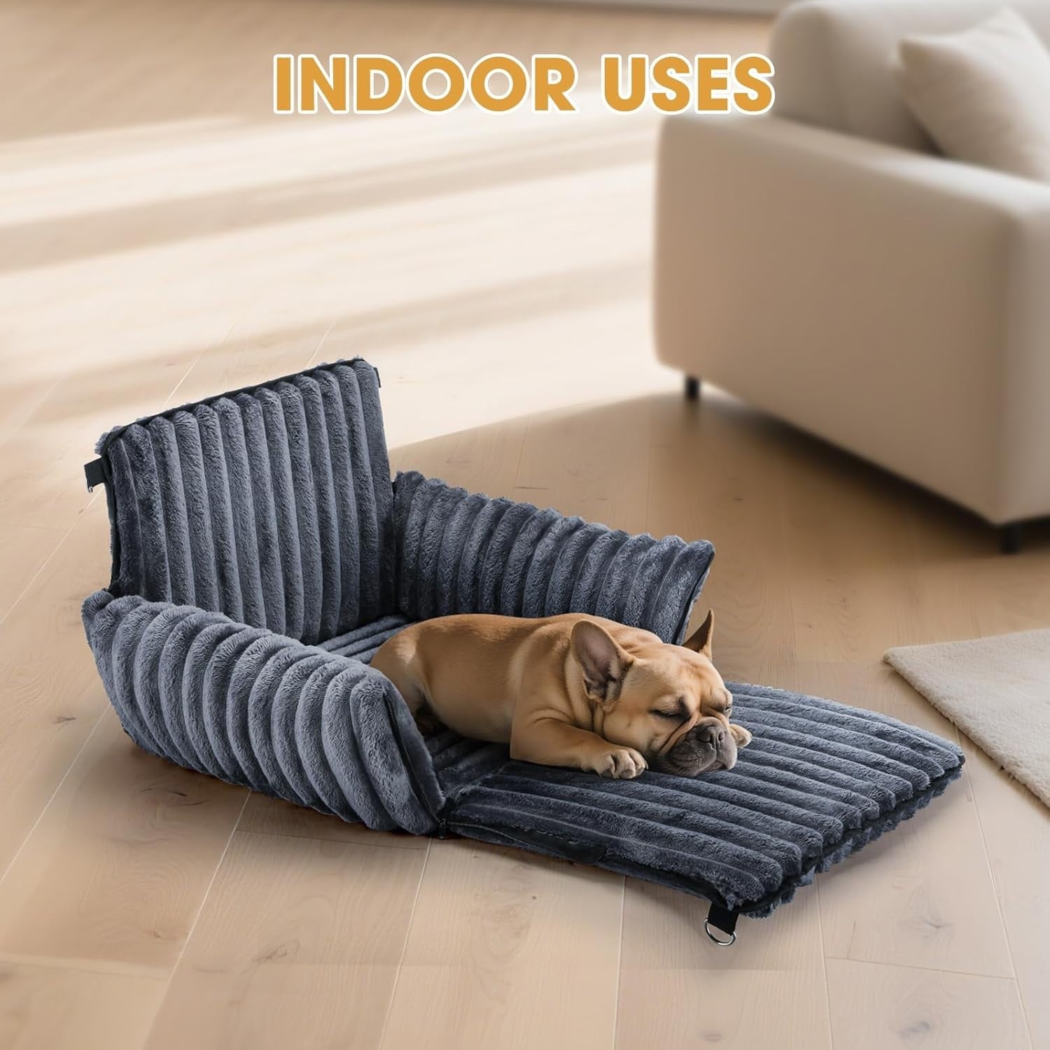 Dog Car Seat Booster Bed Memory Foam Washable Waterproof Travel Grey