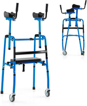 Height Adjustable Rollator Walker with Armrests Folding Walking Aid Wheels
