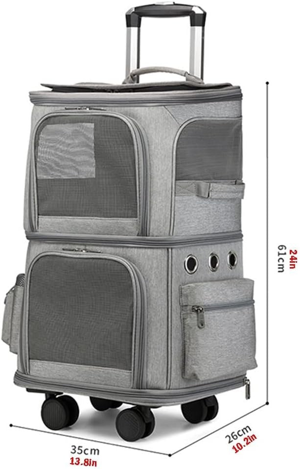 Pet Travel Stroller Carrier with Wheels Foldable Double Layer Soft Sided