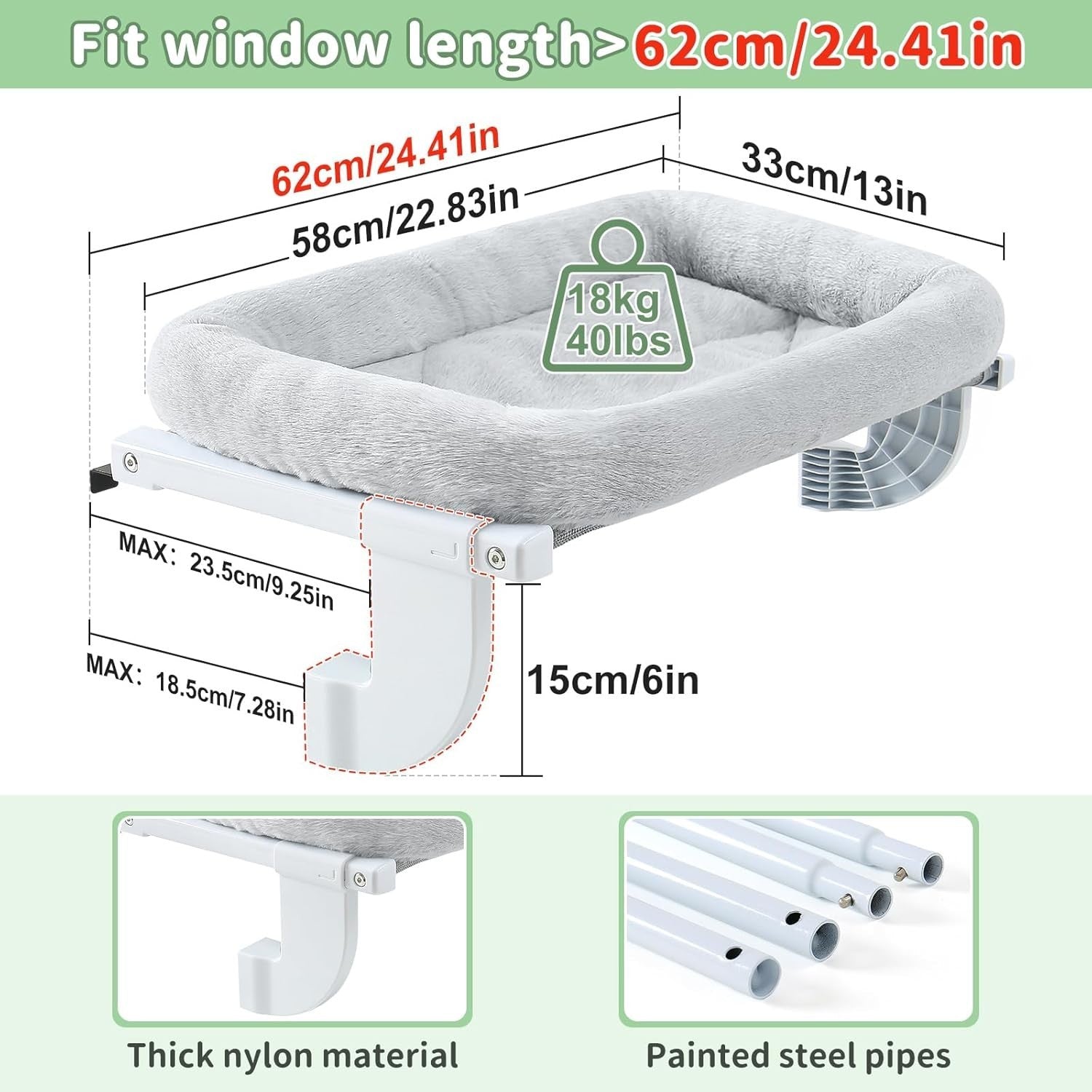 Adjustable Cat Radiator Window Hammock Bed No Drill Holds 18kg M