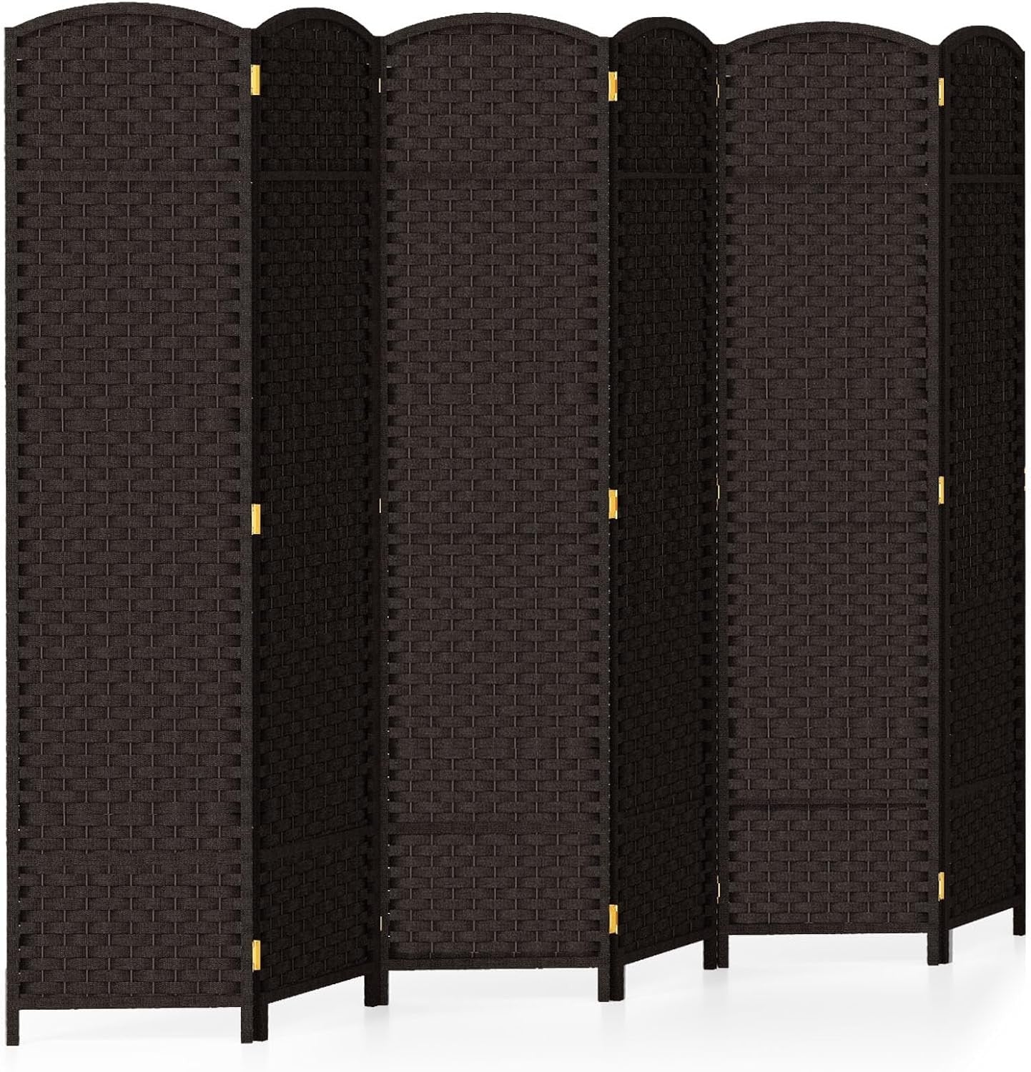 6 Panel Brown Wicker Folding Room Divider Privacy Screen 240x170cm