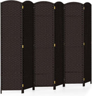 6 Panel Brown Wicker Folding Room Divider Privacy Screen 240x170cm
