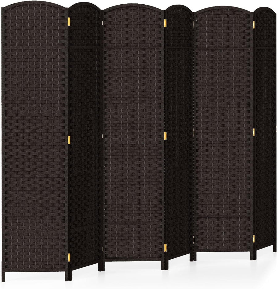 6 Panel Brown Wicker Folding Room Divider Privacy Screen 240x170cm
