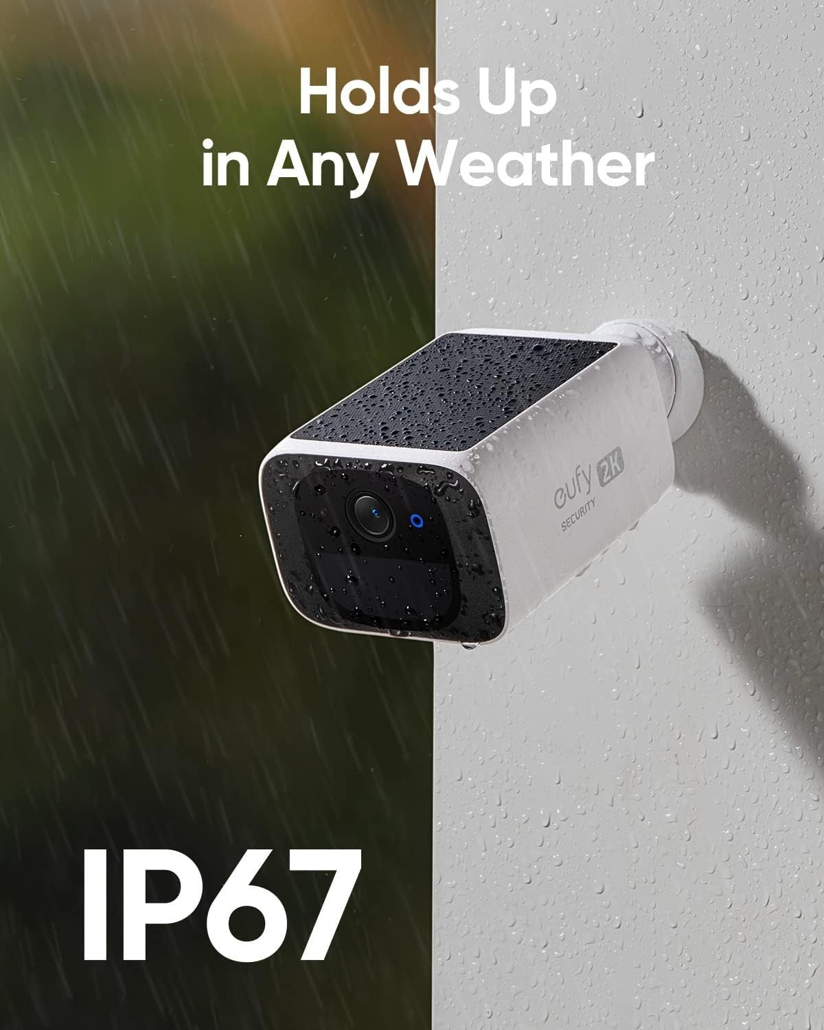 2K Solar Security Camera Outdoor Wireless No Monthly Fee IP67 WiFi