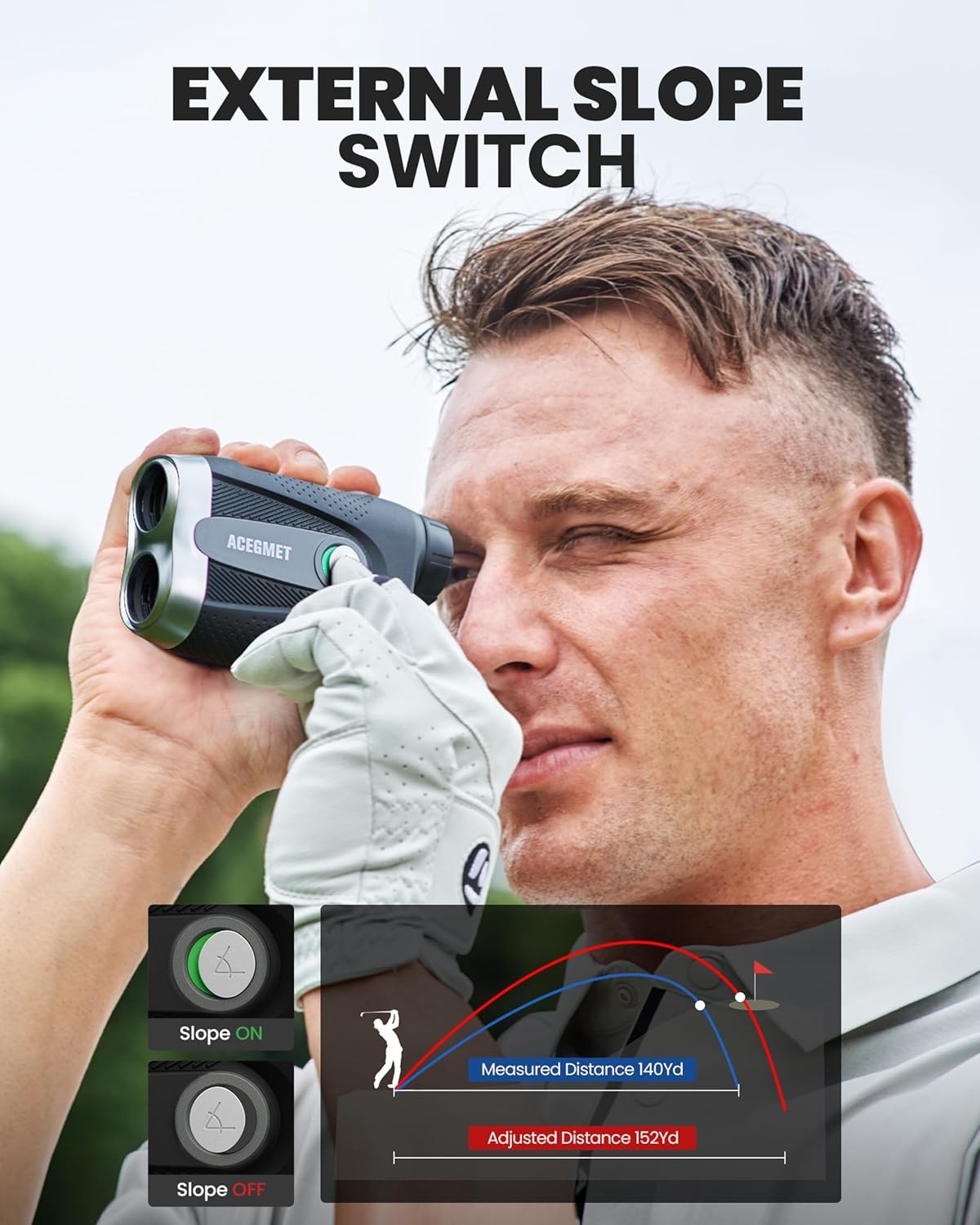 Golf Range Finder 1100 Yards Slope Flag Lock Vibration Magnetic Mount
