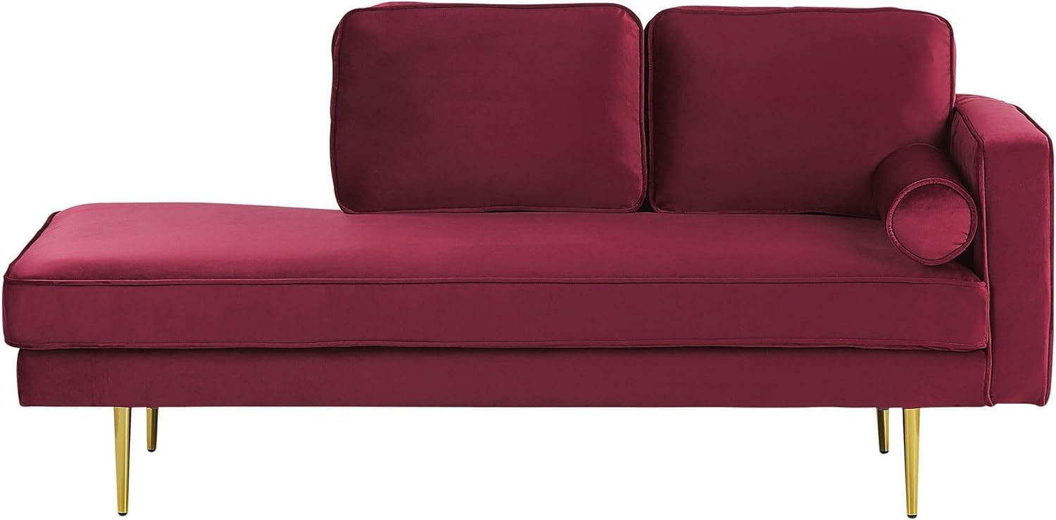 Velvet Chaise Lounge Sofa Red | Glam Gold Legs, Cushions, Compact Design