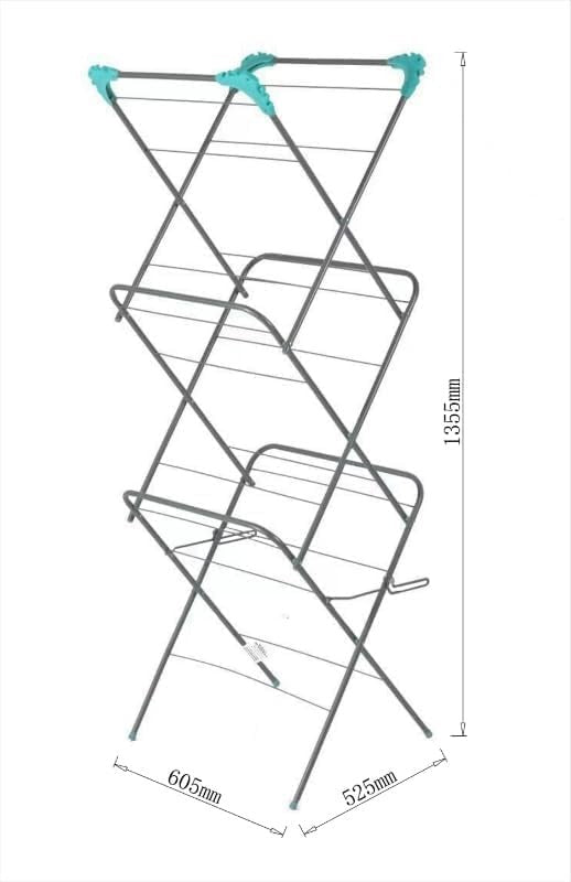 3 Tier Clothes Airer 16m Folding Drying Rack Space Saving Indoor Outdoor