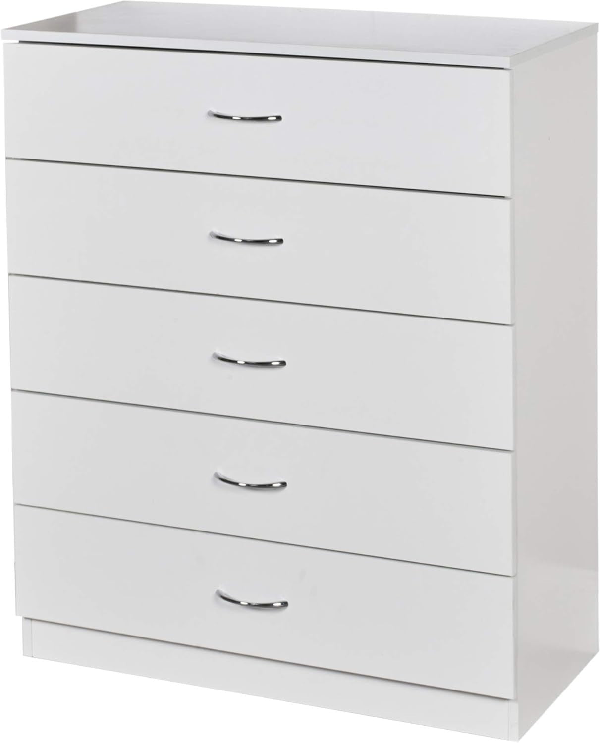 White 5 Drawer Tall Chest Cabinet Modern Storage Unit for Bedroom Hallway