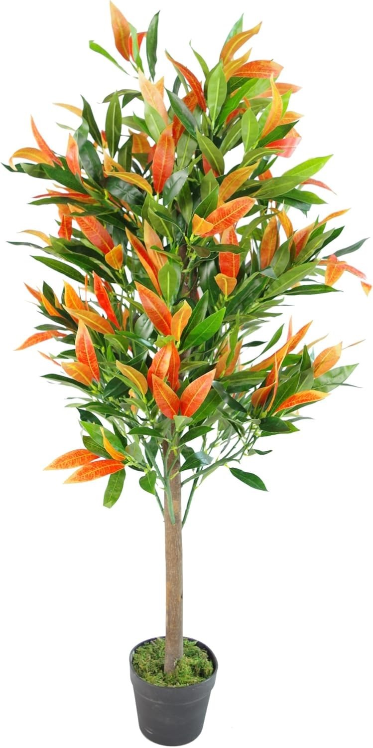 120cm Photinia Red Green Ficus Artificial Tree Realistic Indoor Plant Decoration