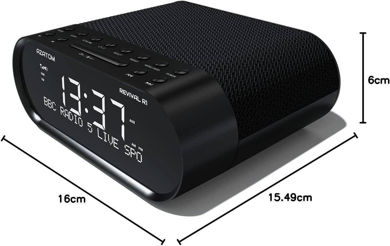 DAB/DAB+ FM Digital Bedside Radio with Bluetooth, USB Charging & Dual Alarms