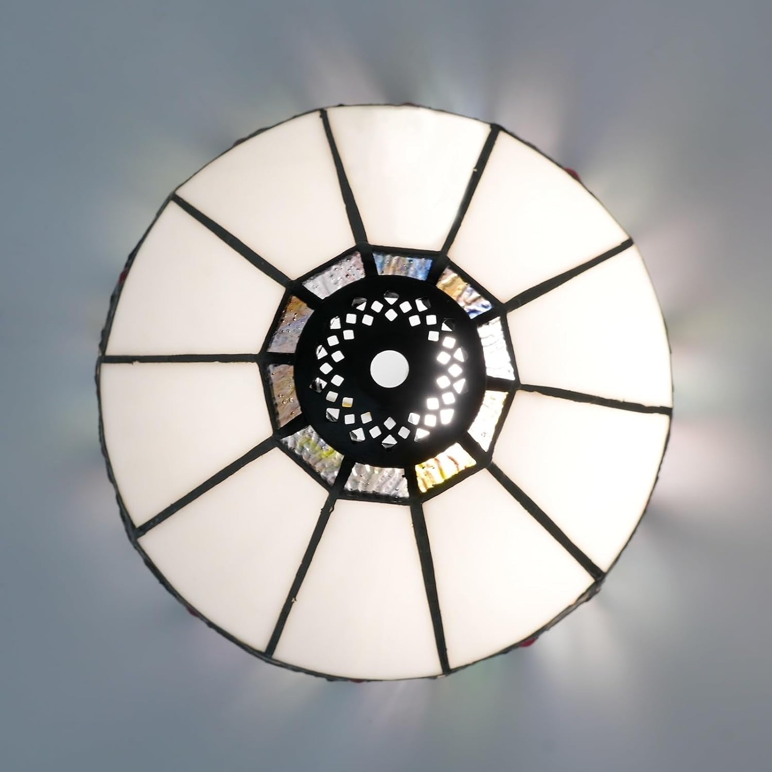Tiffany Style Stained Glass Lampshade 8" Vintage Roman Ceiling Pendant
