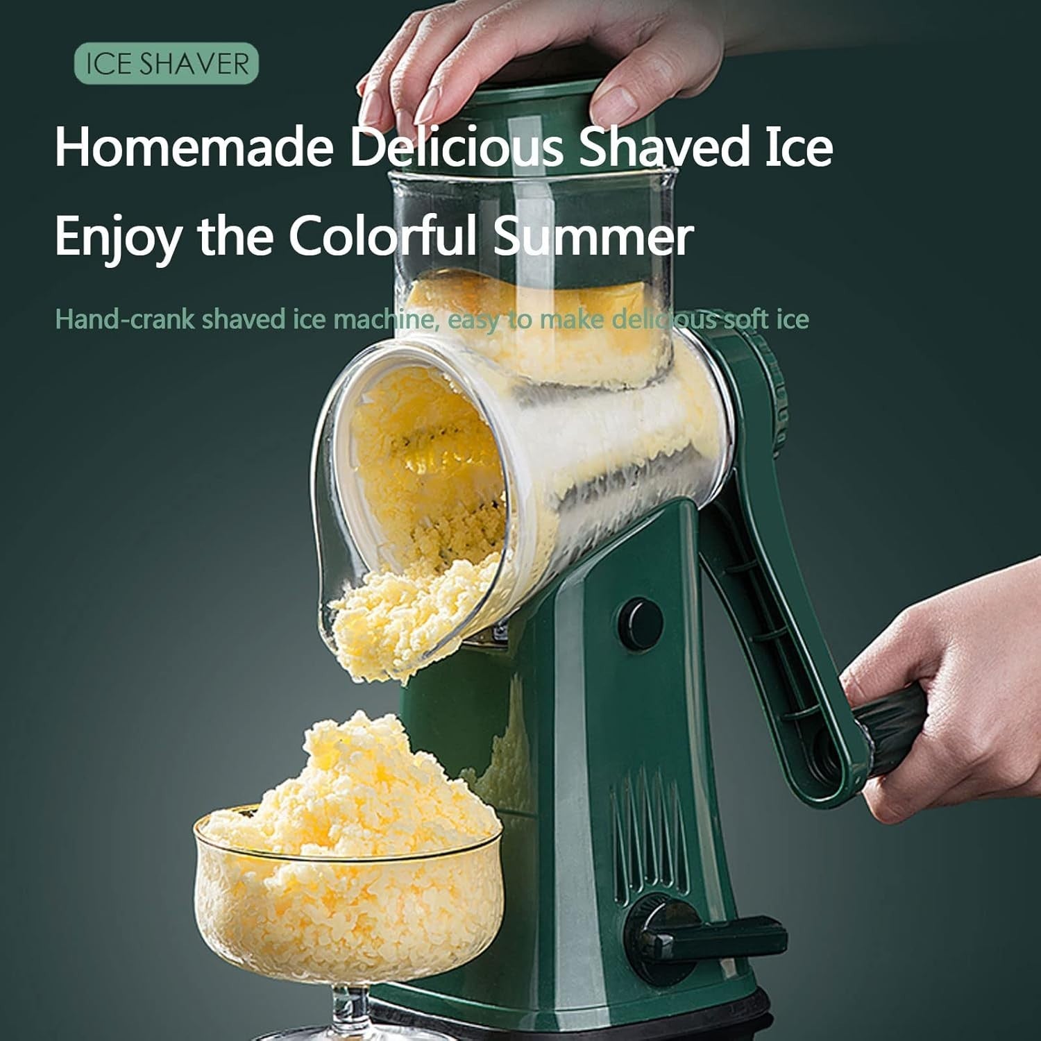 Manual Ice Shaver Snow Cone Slushie Maker Hand Crank Portable